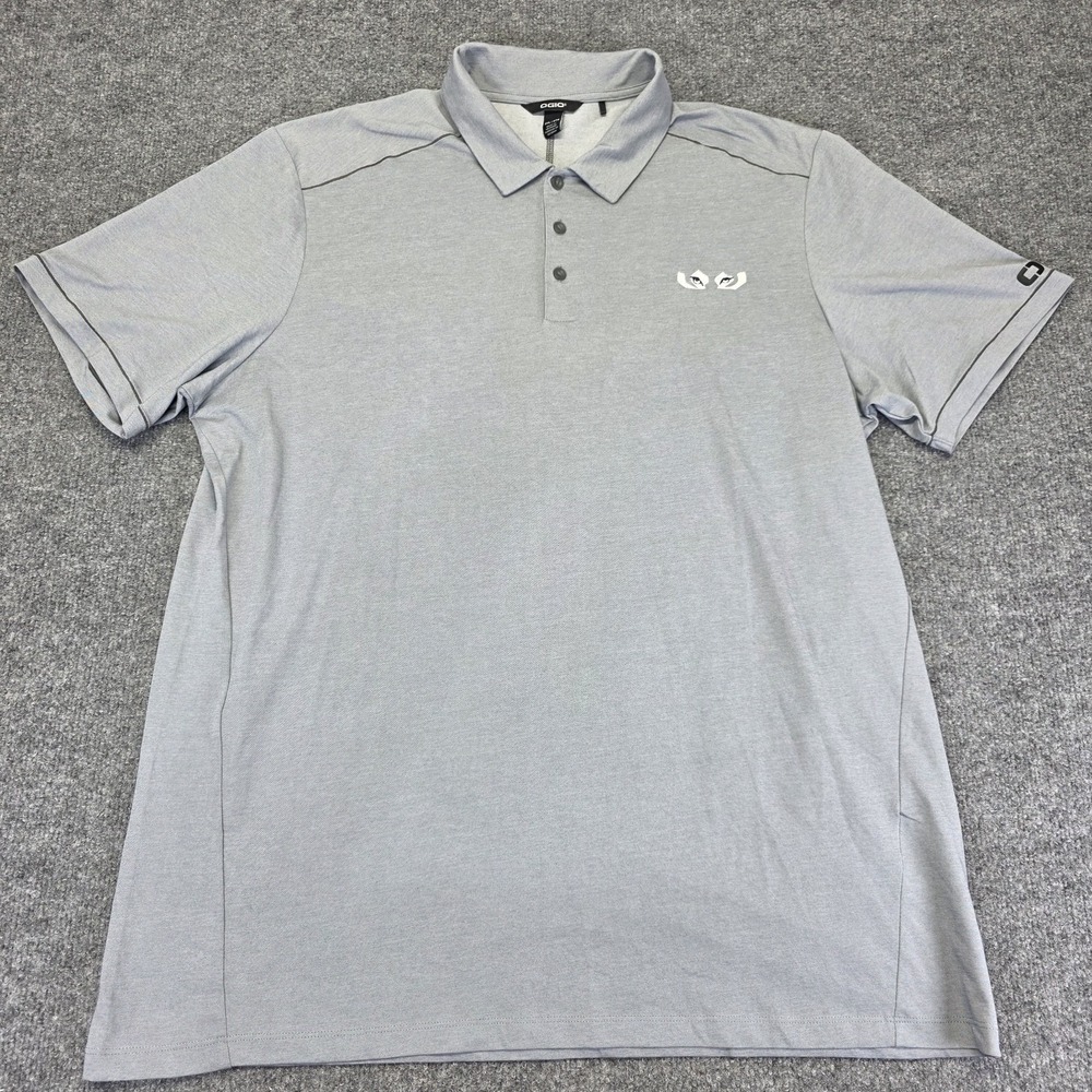OGIO Polo Shirt Golf Performance Gray Wolf Eyes Logo Men's Size 2XL